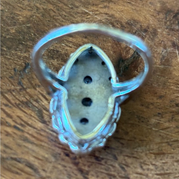 Antique 14k White Gold Diamond Cocktail Navette-Shaped Ring - Appraisal 1960s - Picture 5 of 6